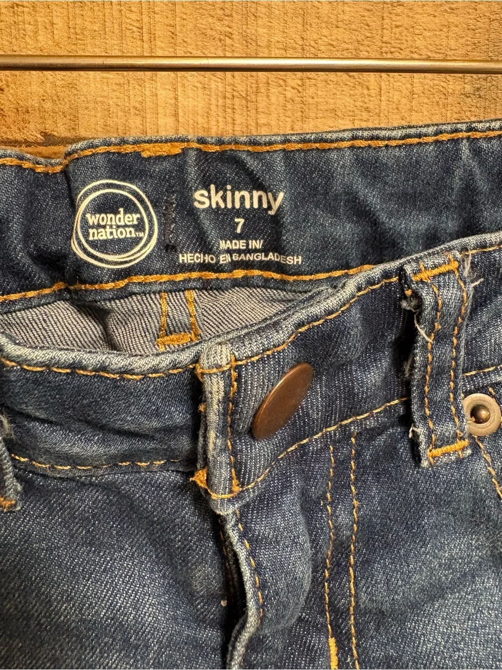 Wonder Nation Girls Skinny Jeans Size 7 Adjustable Waist Denim K021